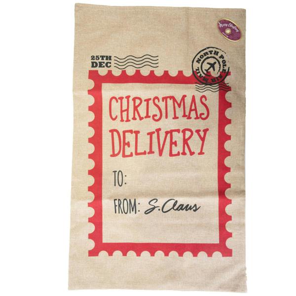 48cm Christmas Delivery Hessian Santa Sack with Drawstring Closure for Festive Gift Presentation image 9