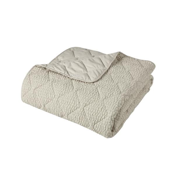 Catherine Lansfield Crinkle Seersucker Texture Bedspread Natural
