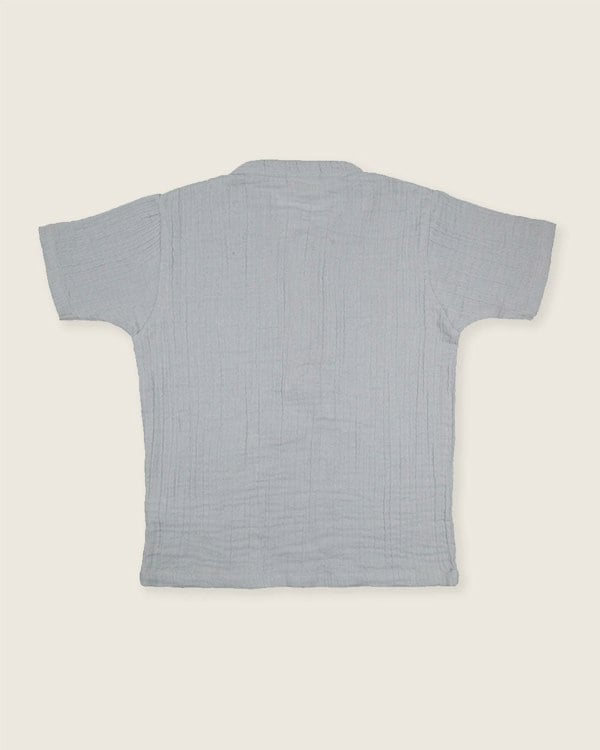Sky Blue Mandarin Collar Shirt - image 5