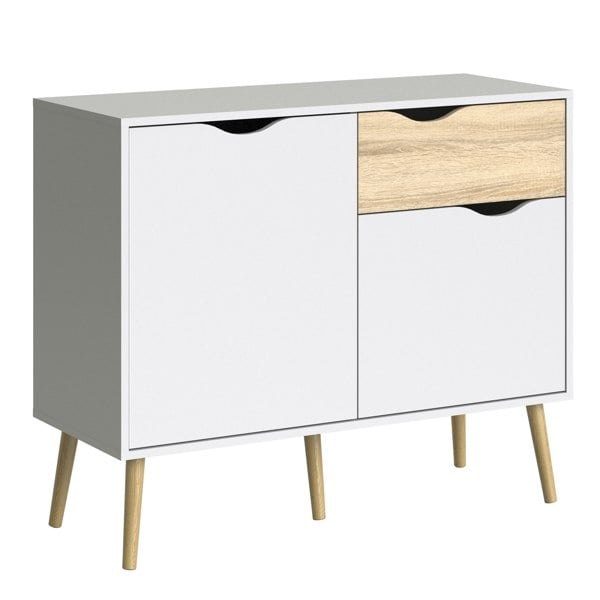 Furniture To Go Oslo Sideboard - Small - 1 Drawer 2 Doors in White and Oak