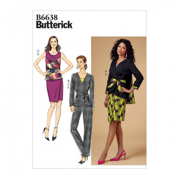 Butterick Sewing Pattern 6638, Jackets, Tops, Skirts, Trousers for Women, F5 (16-18-20-22-24) - Easy