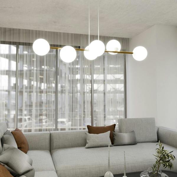 Emibig GRAVITY Pendant lamp 6 x E14 White, Gold with White Shade