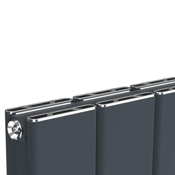 MYHOMEWARE 305mm x 1800mm Double Aluminium Panel Radiator in Anthracite Grey - Model Lena - Wall-mounted