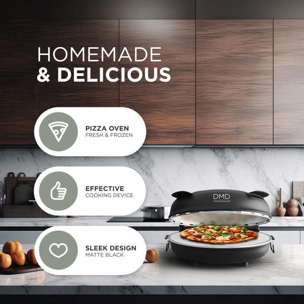 DMD Collective Electric Pizza Oven - 12”, Stone Bake, Thermostat and Paddles