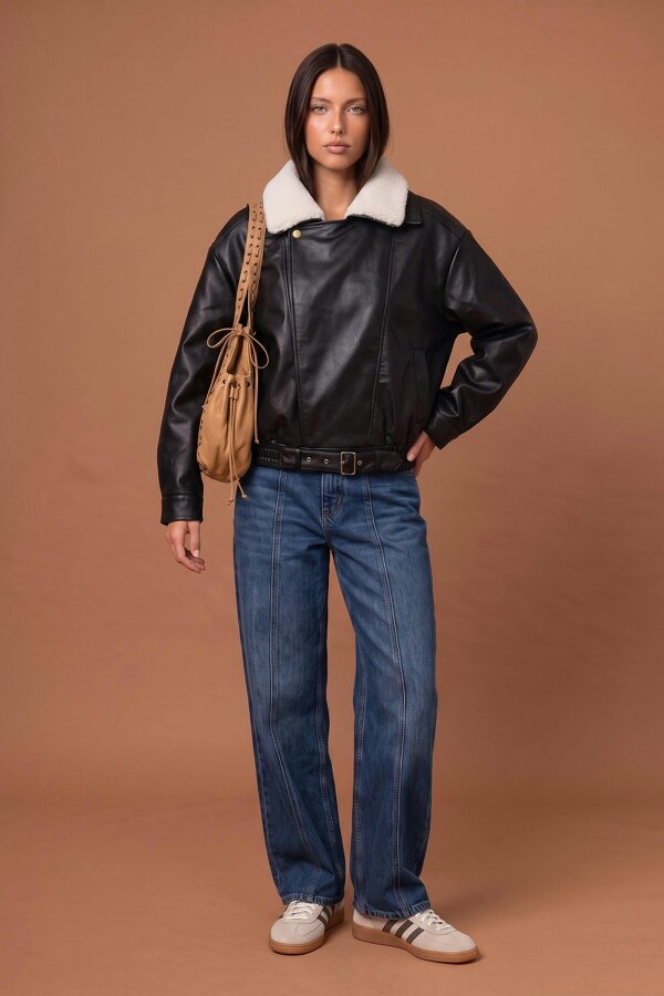 Urban Bliss Borg Pu Bomber Jacket