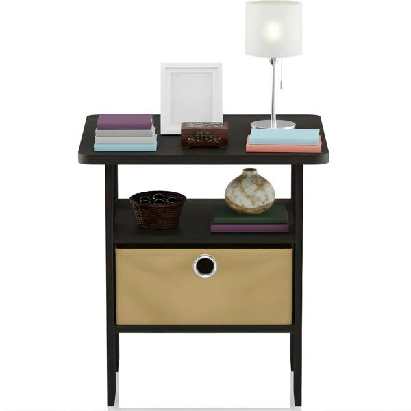 WALPLUS Andrey End Table Nightstand with Bin Drawer, Espresso/Brown, | Stylish Table for Home Use with Practical and Modern Design | 11157EX/BR