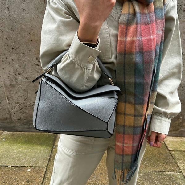Leather Grab Handle Geometric Bags