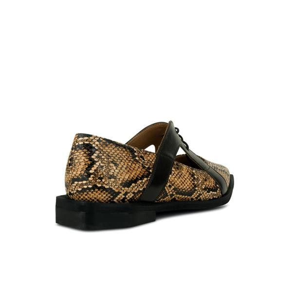 Embassy London Harlowe - Brown Snake - Women's cutout leather lace up shoe