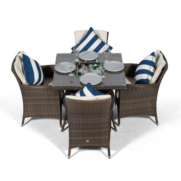 Giardino Savannah Square 4 Seater Patio Dining Set with Ice Bucket Drinks Cooler