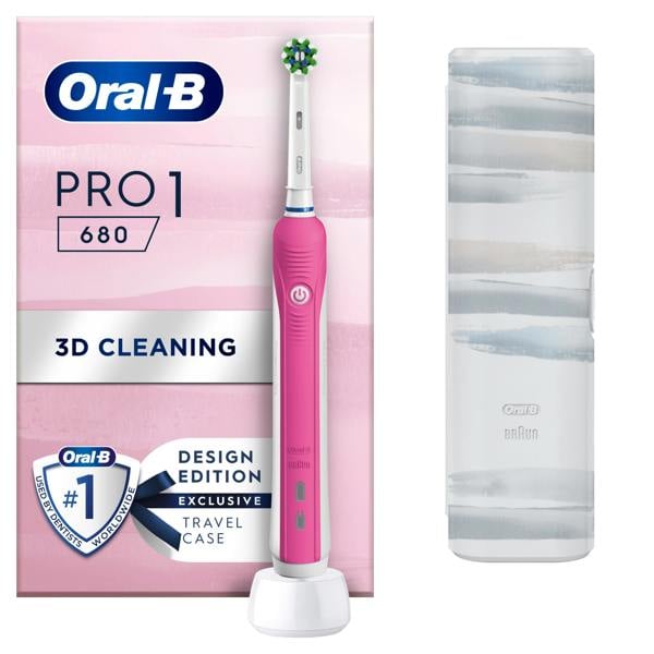 Oral-B Pro 1 680 Striking Design Cross Action Electric Toothbrush, Pink