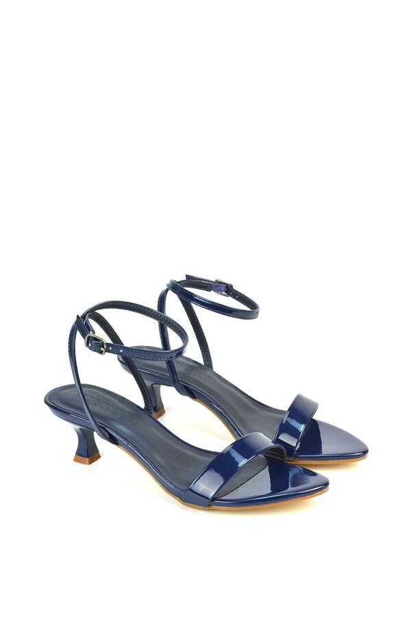 XY LONDON Kitten Low Heel Strappy Sandal Two Part Heeled Shoes