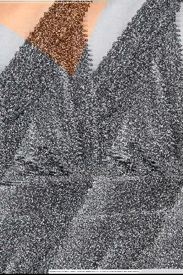 Crossover Lurex Glitter Maxi Dress - Silver DR1886C