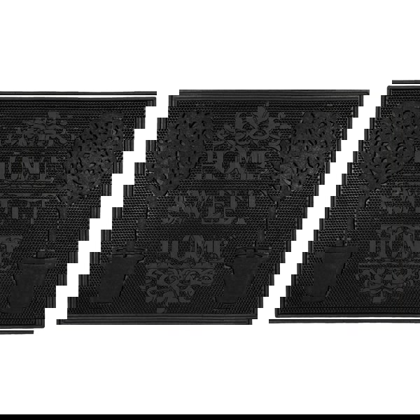 JVL Home Sweet Home Scraper Rubber Pin Doormat, 45x75cm, Black