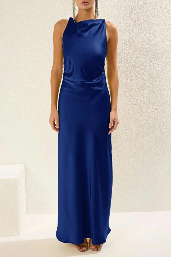 WOVCOR Satin Maxi Evening Dress