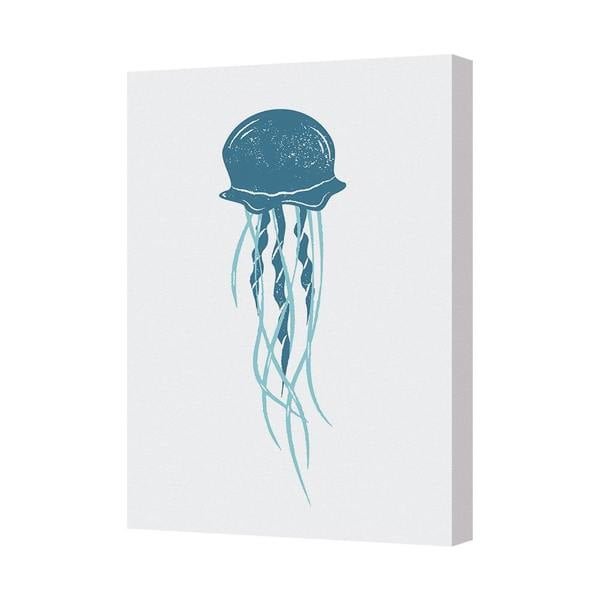 Benjamin Tate Design Blue Jellyfish Canvas Wall Art Print Modern Home Decor