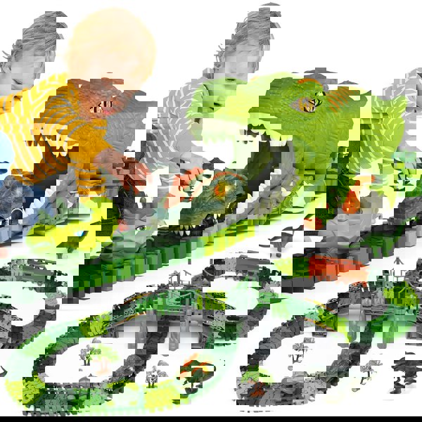 deAO Toys Dinosaur Track Toy Set Dinosaur World, Dinosaur Tunnel