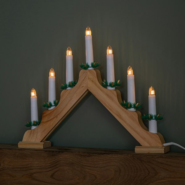 Samuel Alexander 40cm Light up Wooden Christmas Candlebridge with 7 Warm White LEDs