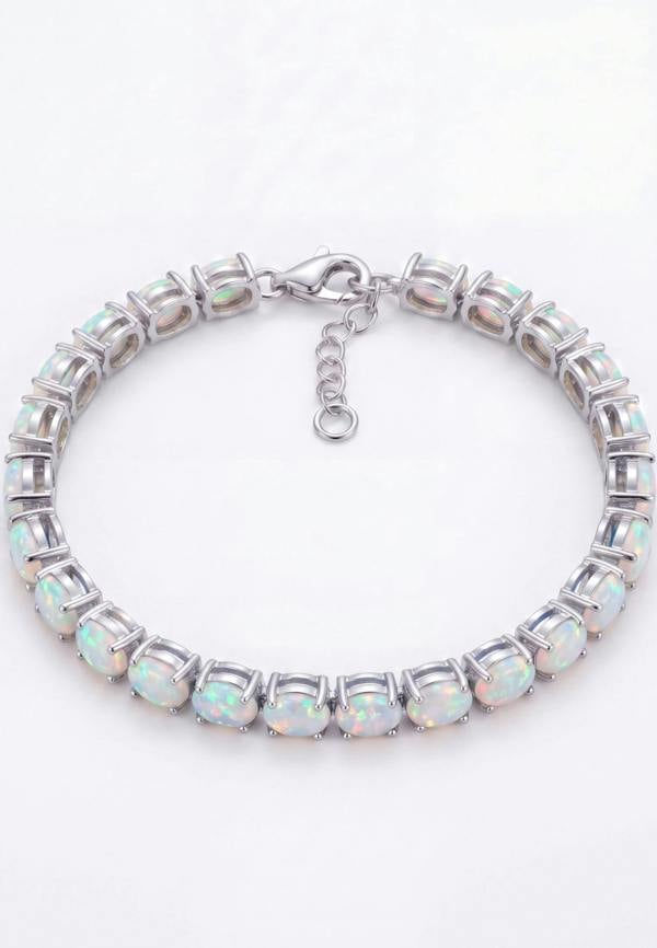 Latelita White Opal Tennis Bracelet Silver