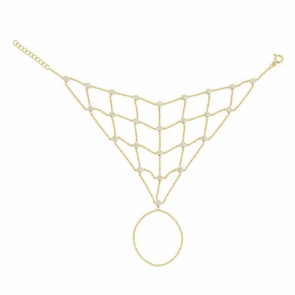Spero London Sterling Silver Mesh Hand Harness Bracelet