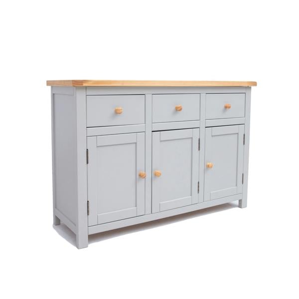 Cabinet Bits Argenta Light Grey 3 Drawer 3 Door Sideboard Wood Knob
