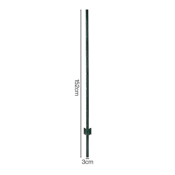 Mountview Metal Fence Posts 5Ft 10Pc Set U Shape Powder Coated for Garden Boundary Green