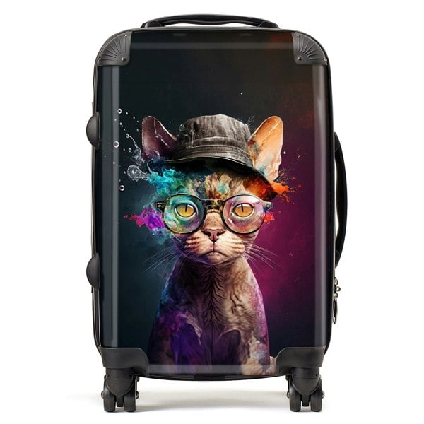 Warren Reed Devon Rex Cat With Hat Splashart Suitcase