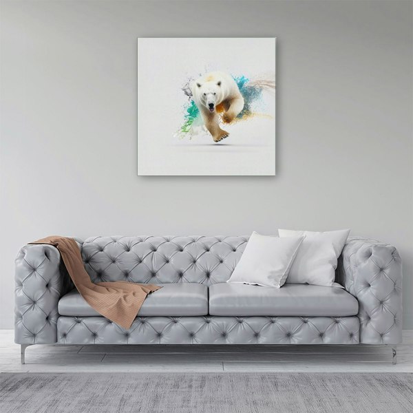 Warren Reed Charging Polar Bear Canvas