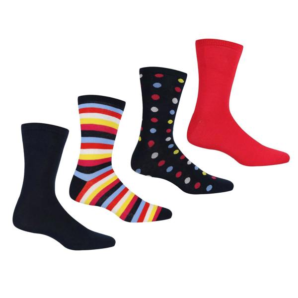 Regatta Womens/Ladies Lifestyle Ankle Socks Set (Pack of 4) - Navy/Duchess Pink
