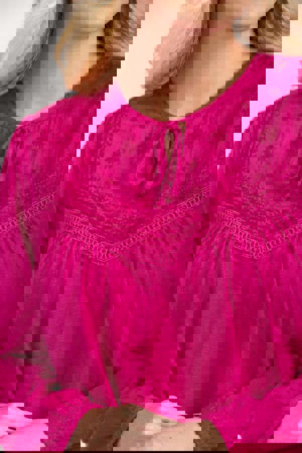 Tie Neck Embroidered Top