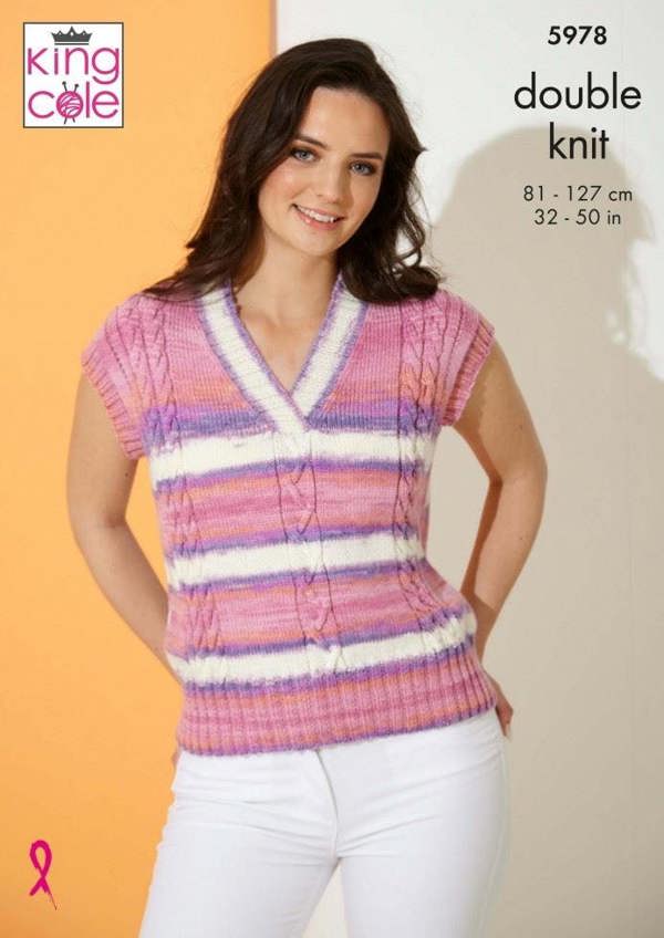 King Cole Tropical Beaches DK Knitting Pattern 5978, Sweaters, Tops for Women, 32 - 50 Inches