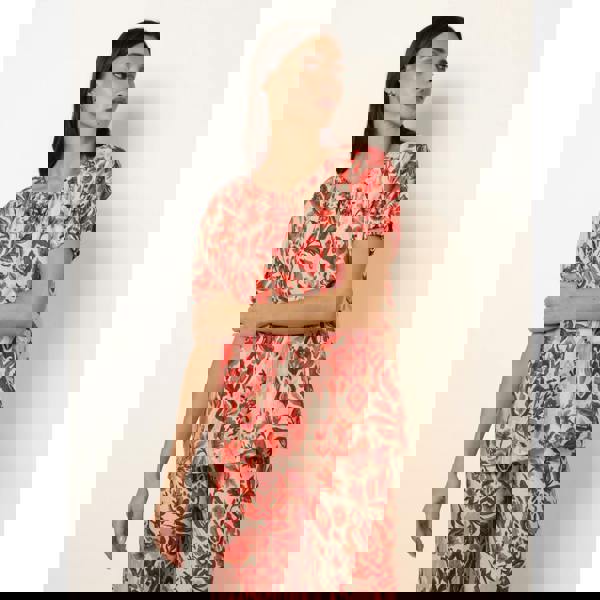 Blue Vanilla Watercolour Floral Print Elasticated Sleeve Top