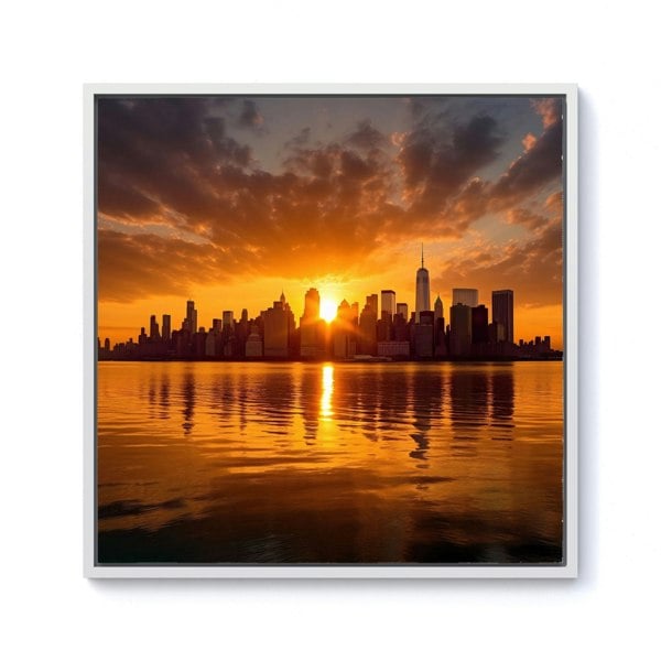 Warren Reed Sunrise In The City Framed Canvas