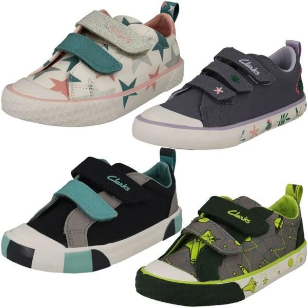Clarks Childrens Clarks Pattern Detailed Canvas Shoes Foxing Lo