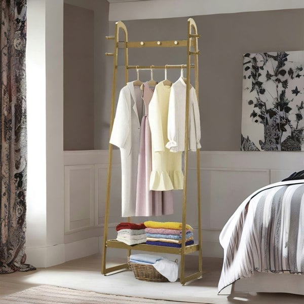 Rafaelo Mobilia Bamboo Natural Brown Open Clothes Rack