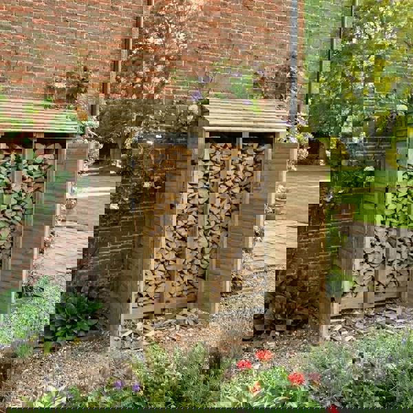 Arbor Garden Solutions Wooden Log Store with Door W-146cm, H-126cm or 180cm, D-88cm