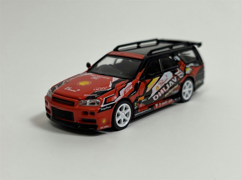 Pop Race Nissan Shell Valino Stagea R34 Pluto MOK Driftagea 34 1:64 Scale PR640038