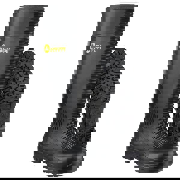 Amblers Safety Amblers FS100 Mens Construction Safety Steel Toe/Midsole Wellington, black waterproof rubber work boots with steel toe caps for enhanced safety.