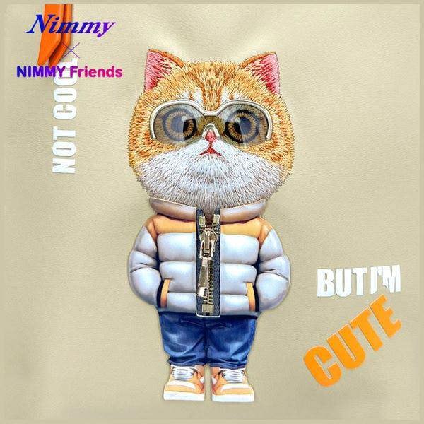 Nimmy Friends Glasses Cool Cat Laptop Backpack Khaki - N-KM-DNBB-05
