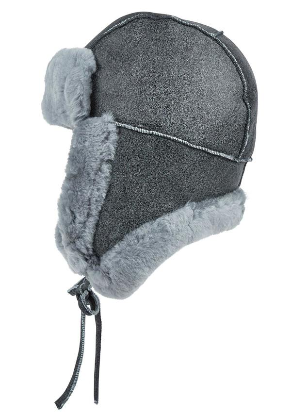 Infinity Leather Mens Grey RAF Aviator Suede Sheepskin B-55 Trapper Hat Winter Warm Leather Navigator Hat
