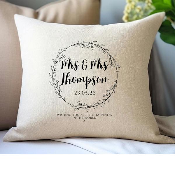 Personalised Wild Flower Wedding Cushion