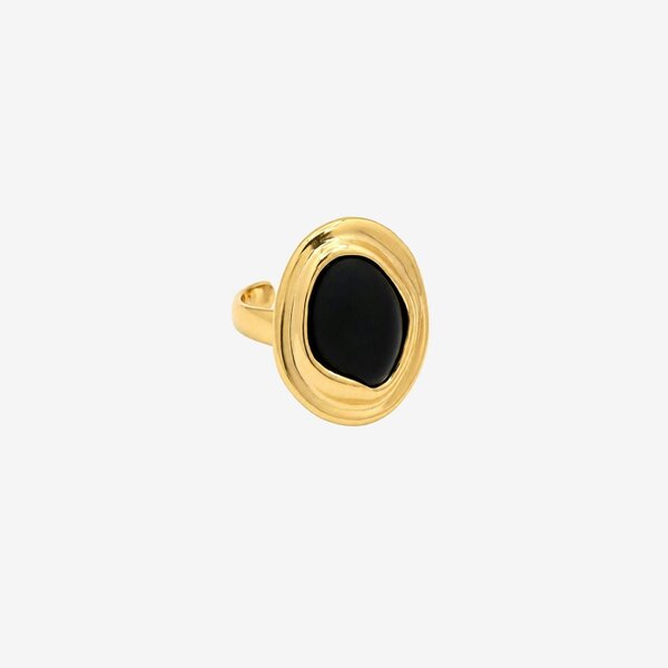 Uchi & Soto Enso Black Stone And Molten Gold Ring
