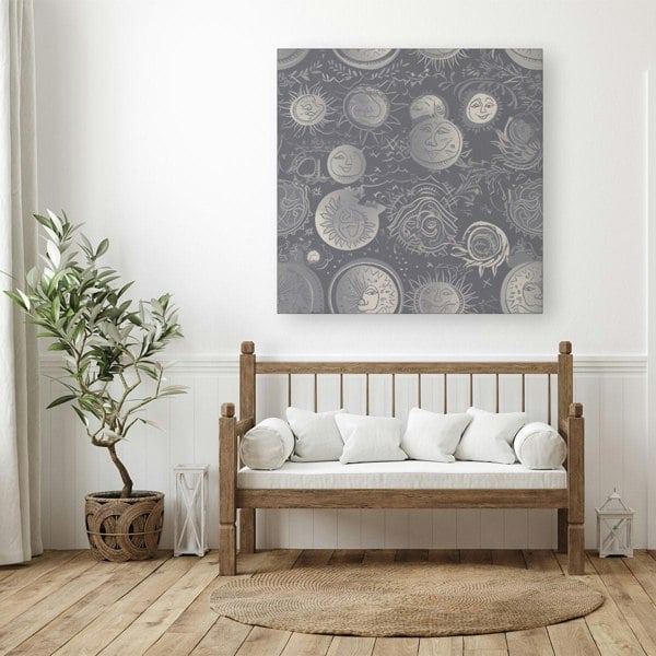 Warren Reed Sun and Moon in Grey Canvas