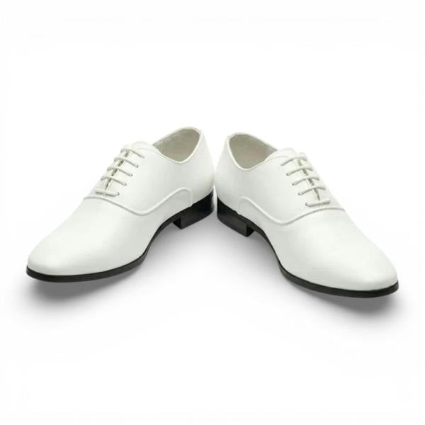 Dolcetto Men's Formal White Patent PU Leather Oxford Dress Brogue Shoes