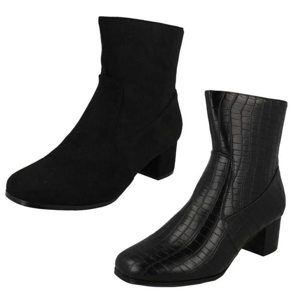 Spot On Ladies Spot On Wide Fit Ankle Boots F51086