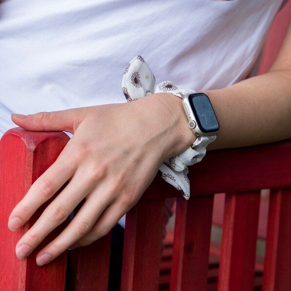 The Colourful Aura Multicolour Iwatch Cotton Bow Strap Band For Apple Watch Series 7 6 5 4 3 2 1 - White