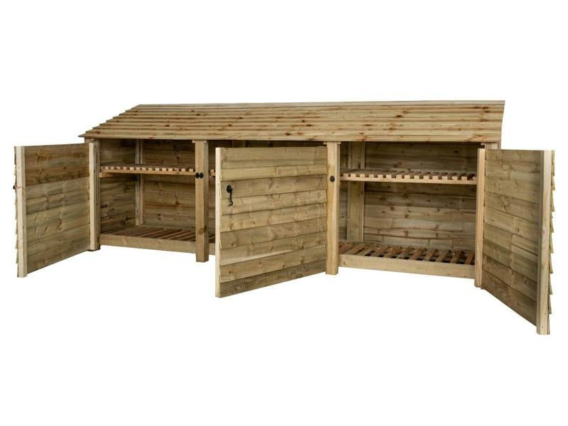 Arbor Garden Solutions Wooden Log Store with Doors and Shelf W-335cm, H-126cm or 180cm, D-88cm