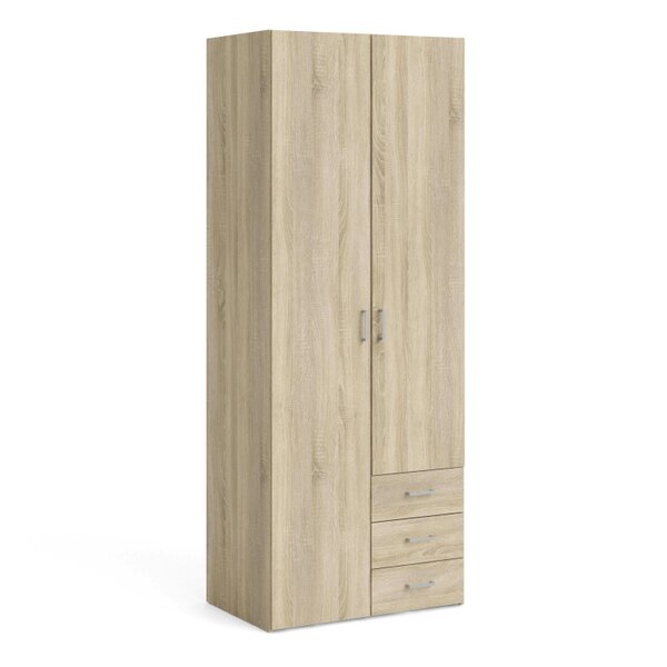 Wyld Haus Berlin Oak Effect Wardrobe 2 Doors, 3 Drawers 1 Shelf
