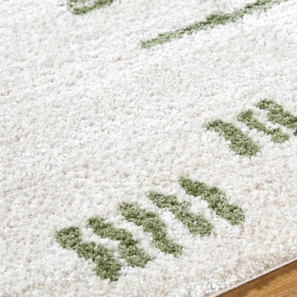 Livabliss Fossay Shag-Washable Beige Green Modern High Pile Rug