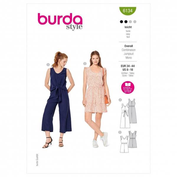 Burda Sewing Pattern 6134 Jumpsuits For Women, 34 to 44 - Easy