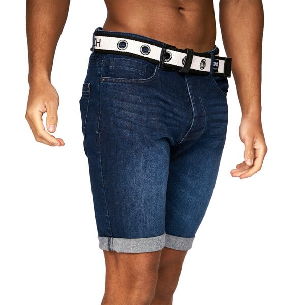 Crosshatch Mens Reestier Denim Shorts - Dark Wash